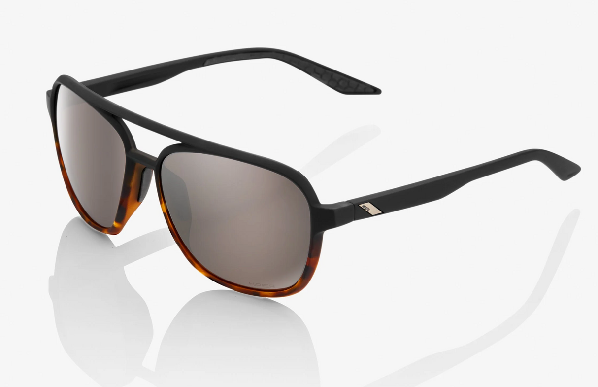 100% Sunglasses - Kasia - Soft Tact Black/Havana Fade -Hiper Silver MM Lens