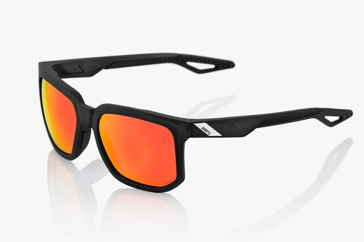 100% Sunglasses - Centric - Soft Tact Crystal Black - Hiper Red MM lens