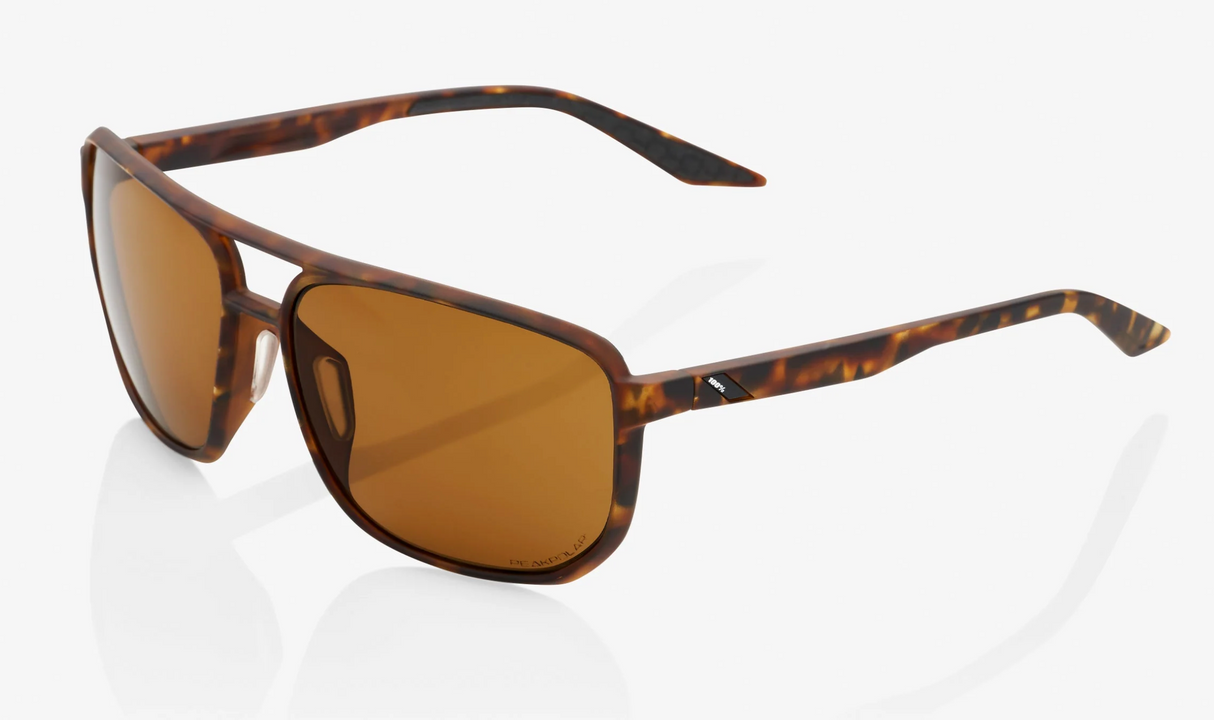 100% Sunglasses - Konnor Aviator - Soft Tact Havana - Bronze PEAKPOLAR Lens