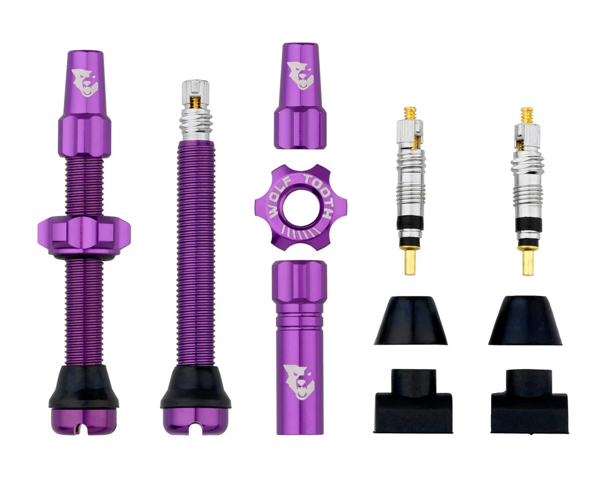 Wolf Tooth Tubeless Presta Valve Stem Kit - 44mm - Purple - Made in USA