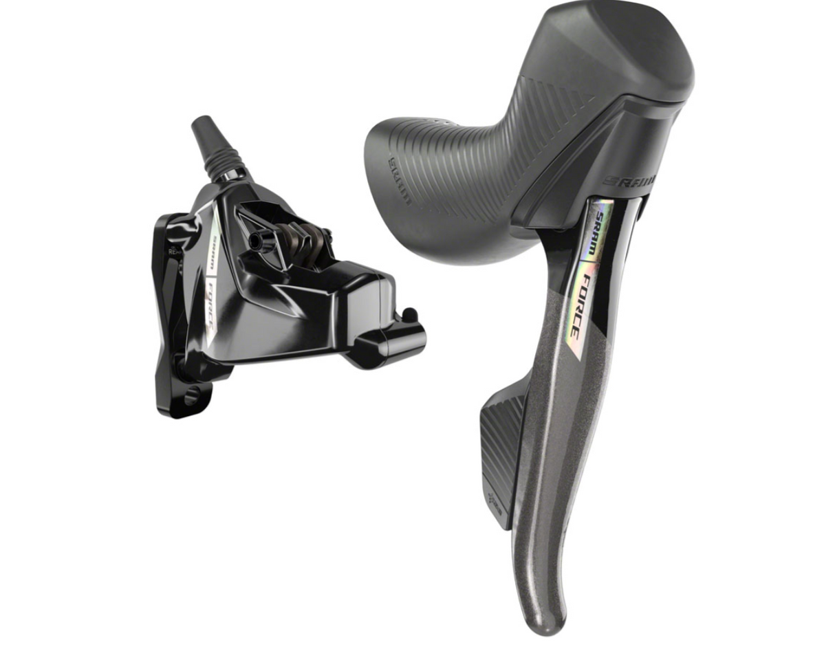 SRAM Force AXS HRD eTap Shift/Brake Lever and Hydraulic Disc Brake Caliper - Right/Rear, Flat Mount, 20mm Offset, Iridescent Gray/Blk, D2