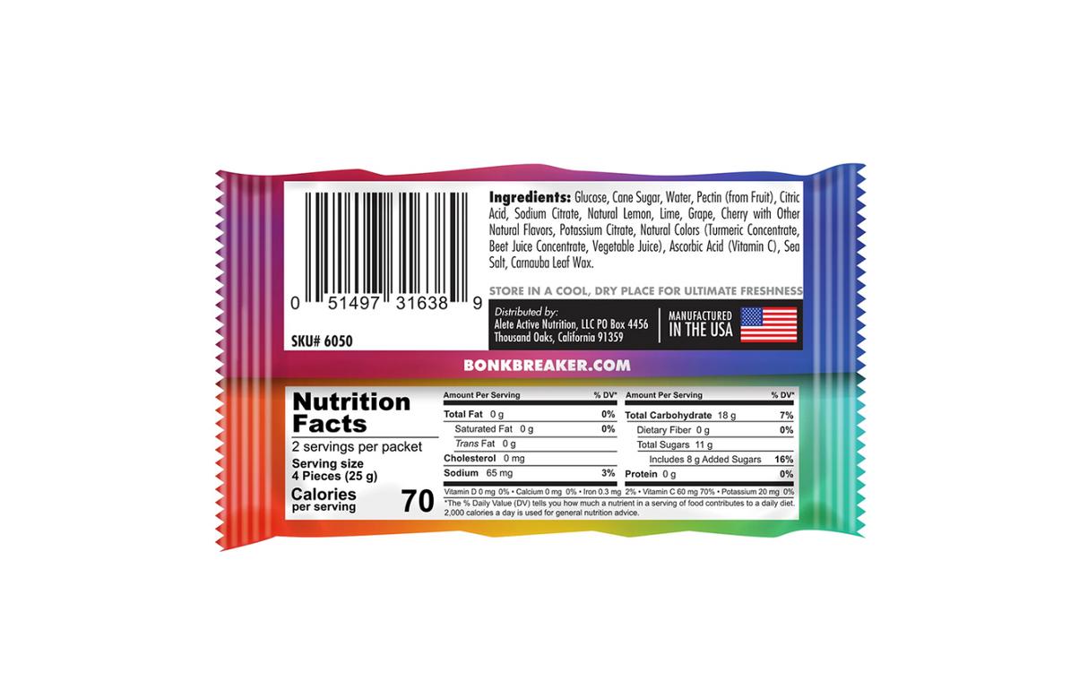 Bonk Breakers Energy Chews - Rainbow Blast Single Pack
