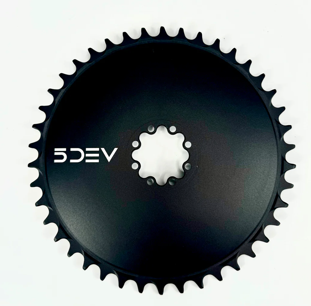 5DEV Aero Road Gravel Chainring 52T 8-Bolt Black Made in USA