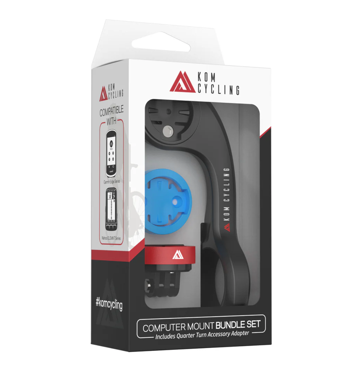 KOM Cycling Computer Mount Bundle Set for Garmin or Wahoo + Camera/ Light Mount