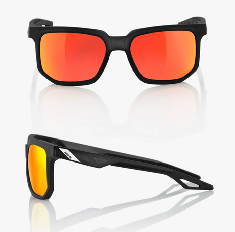 100% Sunglasses - Centric - Soft Tact Crystal Black - Hiper Red MM lens