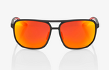 100% Sunglasses - Konnor Aviator - Soft Tact Black - Hiper Red MM lens