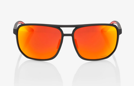 100% Sunglasses - Konnor Aviator - Soft Tact Black - Hiper Red MM lens