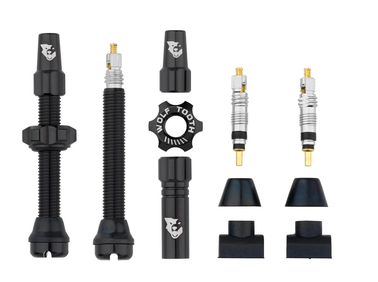 Wolf Tooth Tubeless Presta Valve Stem Kit - 44mm - Black Made in USA