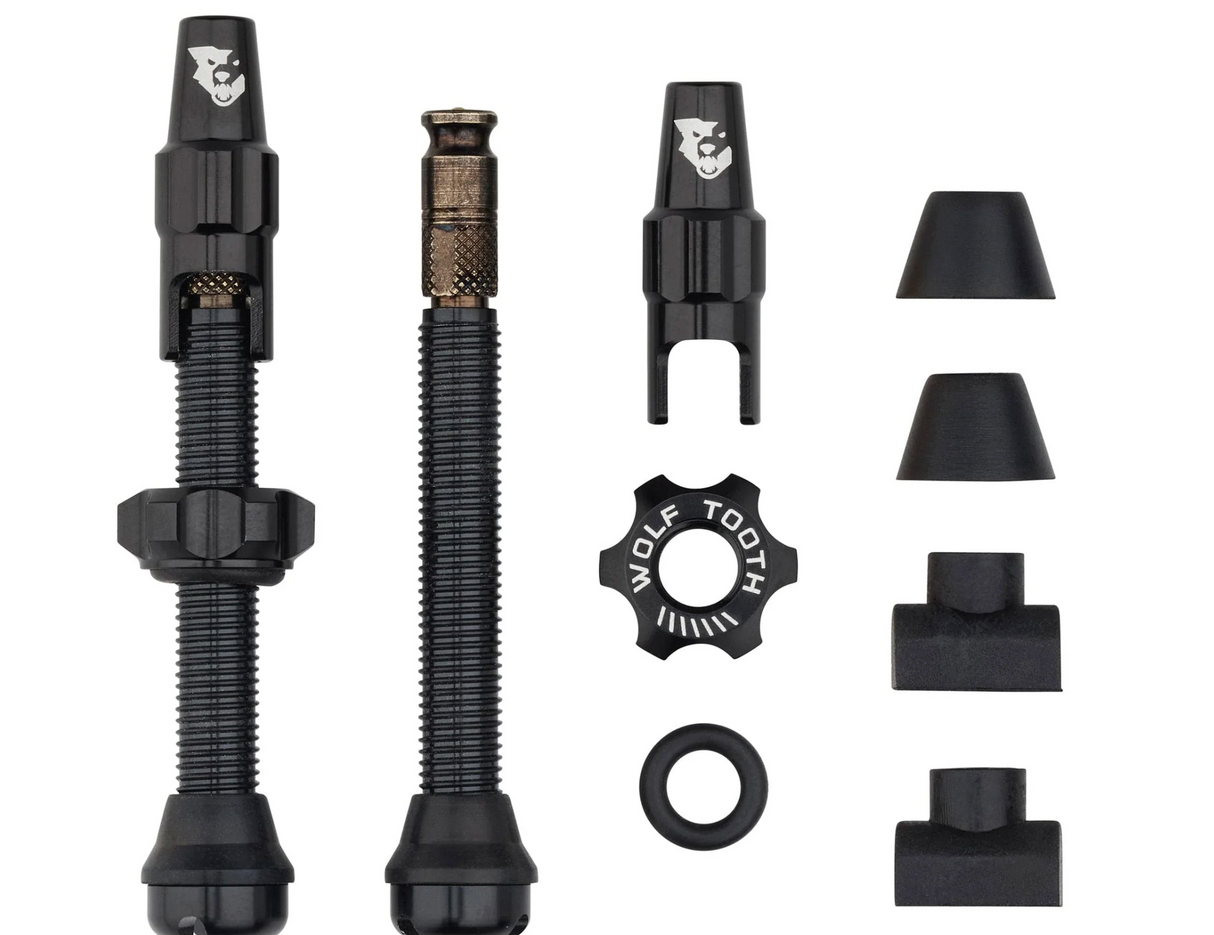 Wolf Tooth Tubeless Presta Clik Valve Kit - 60mm - Black- Made in USA