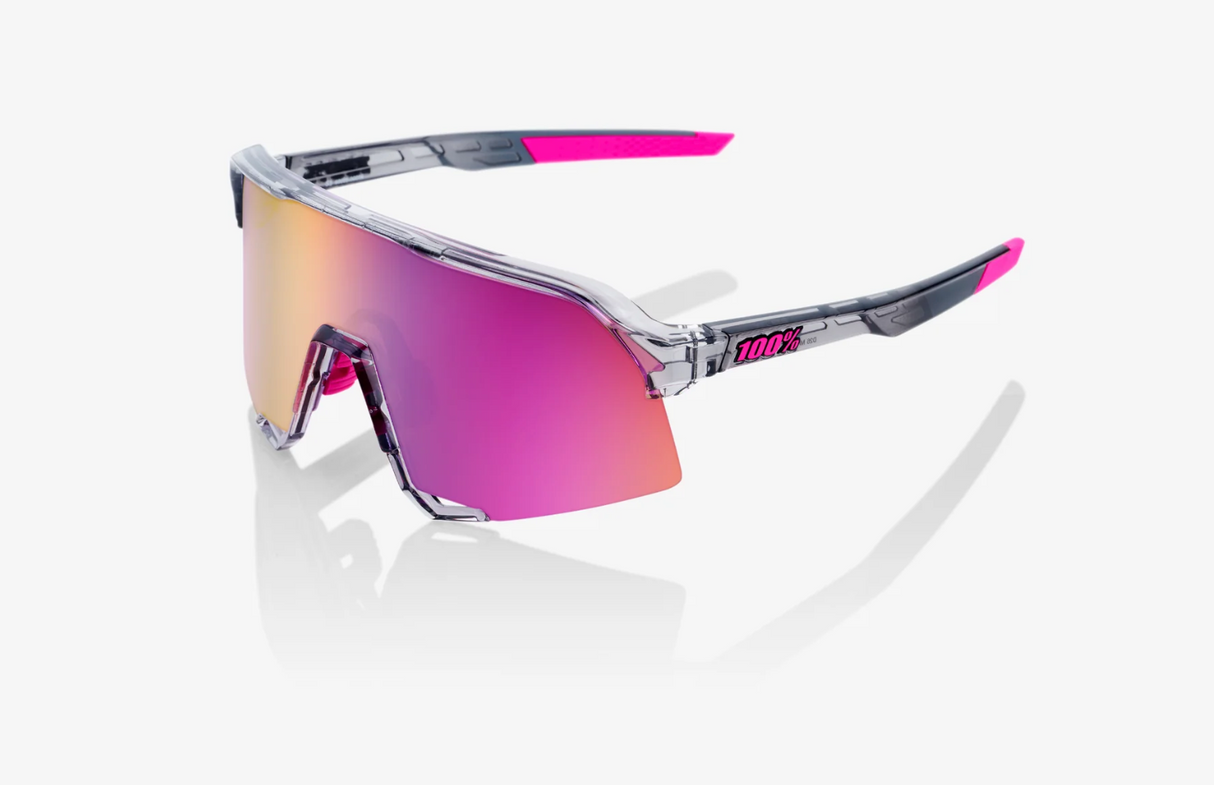 100% Percent S3 Sunglasses Polished Translucent Grey - Purple Multilayer Lens