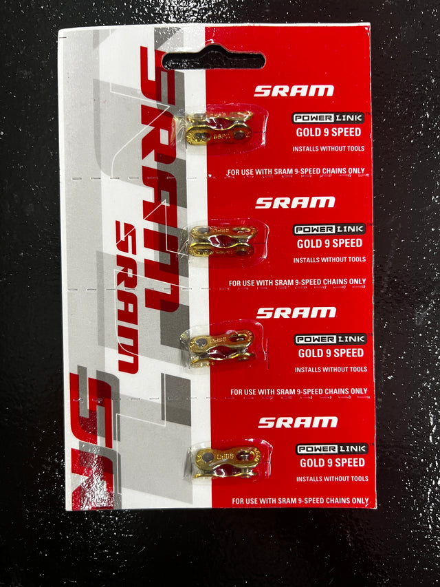 SRAM Powerlink Chain Connector for 9 Speed - Gold (4 Pack) Sporting Goods > Cycling > Bicycle Components & Parts > Chains Full Catalog SRAM