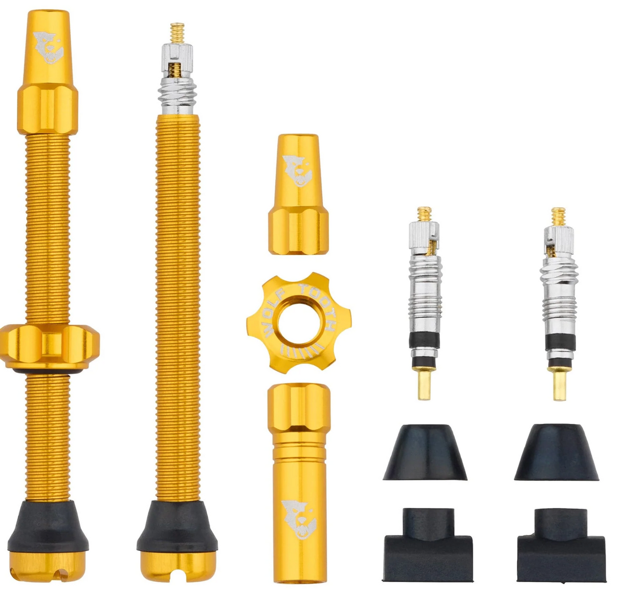 Wolf Tooth Tubeless Presta Valve Stem Kit - 60mm - Gold- Made in USA