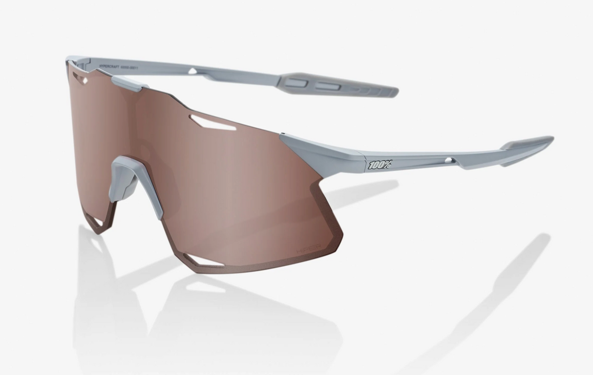 100% Sunglasses HYPERCRAFT - Matte Stone Grey - HiPER Crimson Silver Mirror Lens