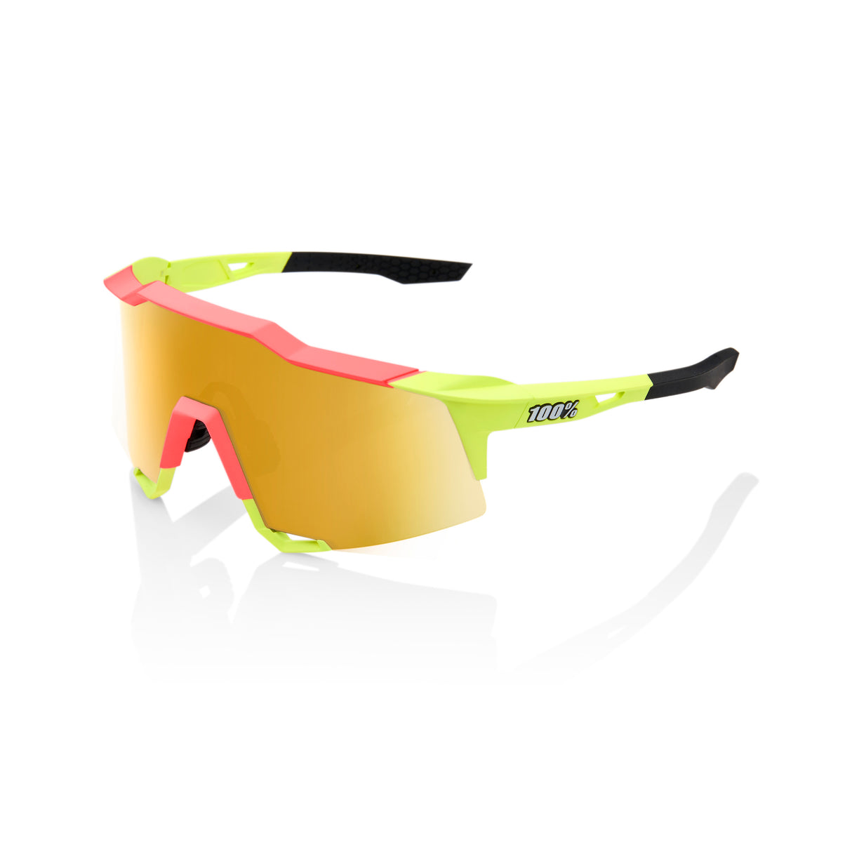 100% Sunglasses SPEEDCRAFT - Matte Washed Out Neon Yellow - Flash Gold Mirror Lens Misc 100% 100%