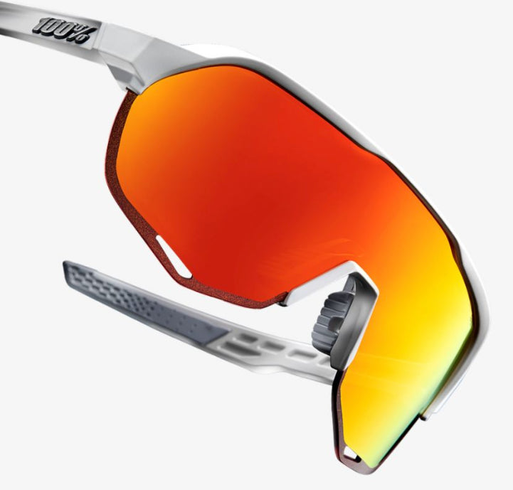 100% Percent Cycling S2 Sunglasses - Matte Off White - HiPER Red Multilayer Mirror Lens