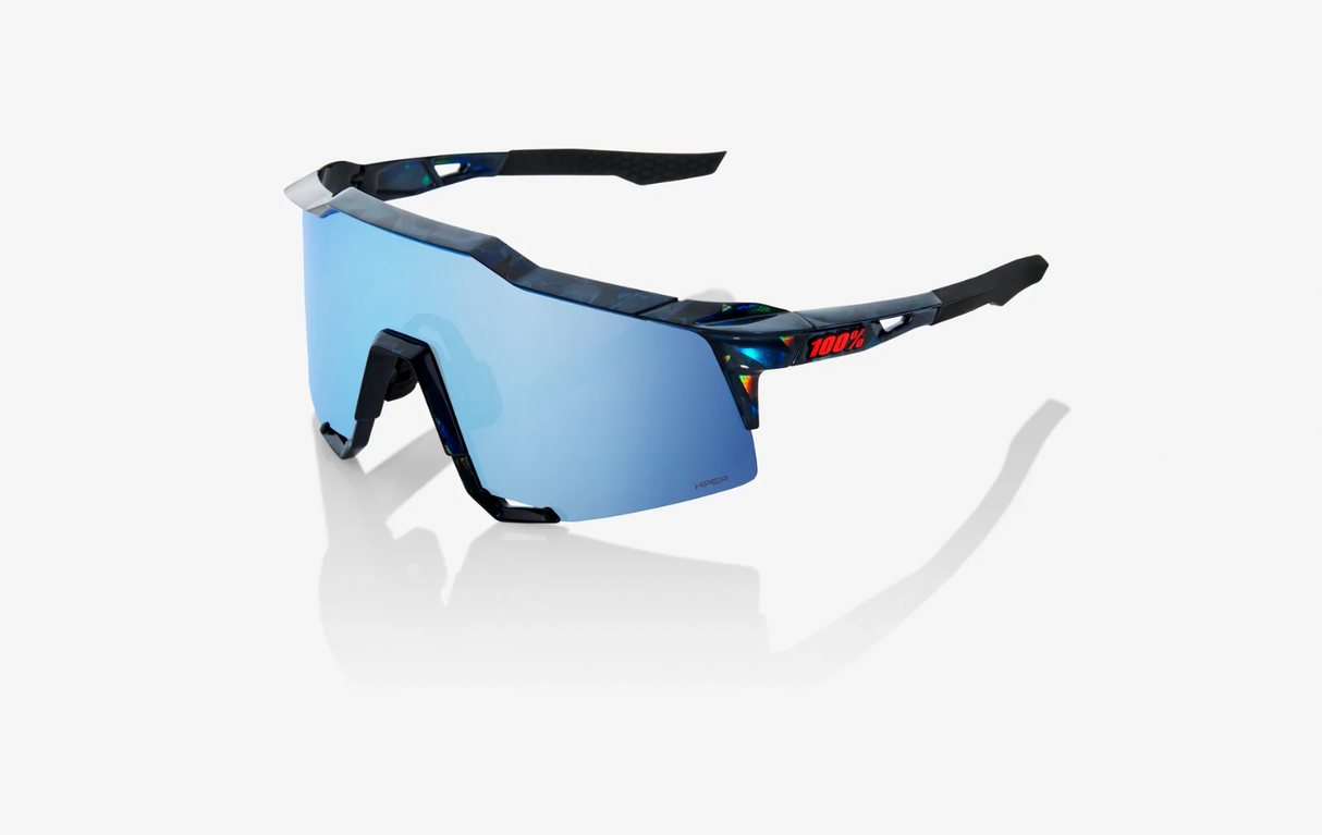 100% Percent Cycling Speedcraft Sunglasses - Black Holographic w/ Hiper Blue Multi Lens