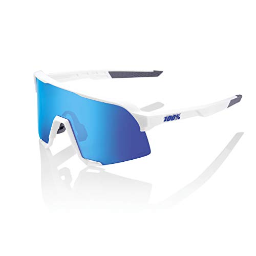 100% Percent S3 Cycling Sunglasses Matte White - HiPER Blue Multilayer Mirror