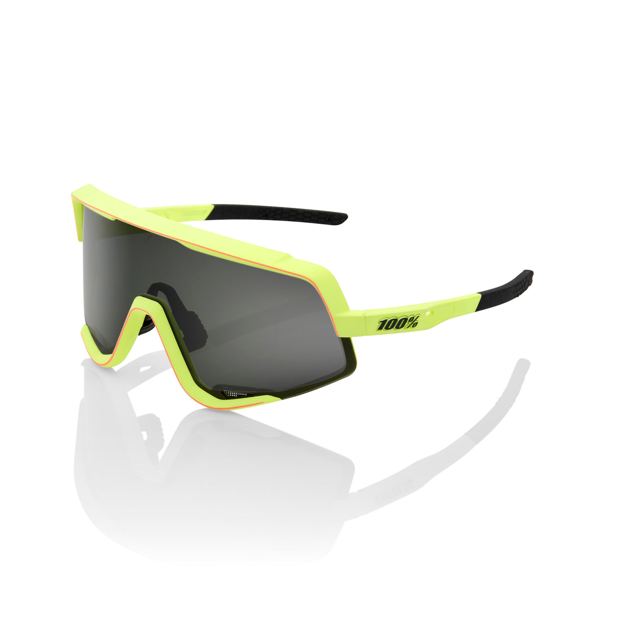 100% Sunglasses GLENDALE - Soft Tact Washed Out Neon Yellow - Smoke Lens