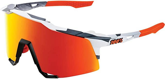 100% Sunglasses SPEEDCRAFT - Soft Tact Grey Camo - HiPER Red Multilayer Mirror Lens