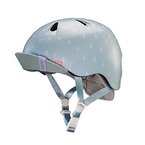 BERN - Kid's Nina Helmet, Satin Seaglass Polka Dot w/ Flip Visor, S/M