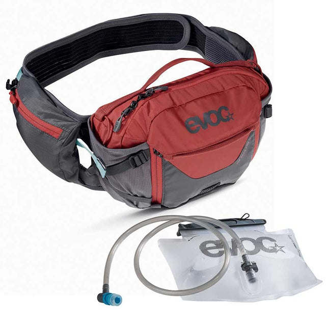 EVOC Hip Pack Pro Hydration Bag Volume: 3L Bladder: Included (1.5L) Carbon Grey/Chili Red Misc Full Catalog EVOC