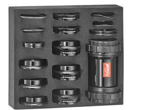 Token Ninja TF37 7-N-1 Double-Thread Bottom Bracket Package - BB386/BB92/PF30, Shimano HTII / SRAM GXP / BB386/BB392/ BB30, Black Bottom Brackets Token