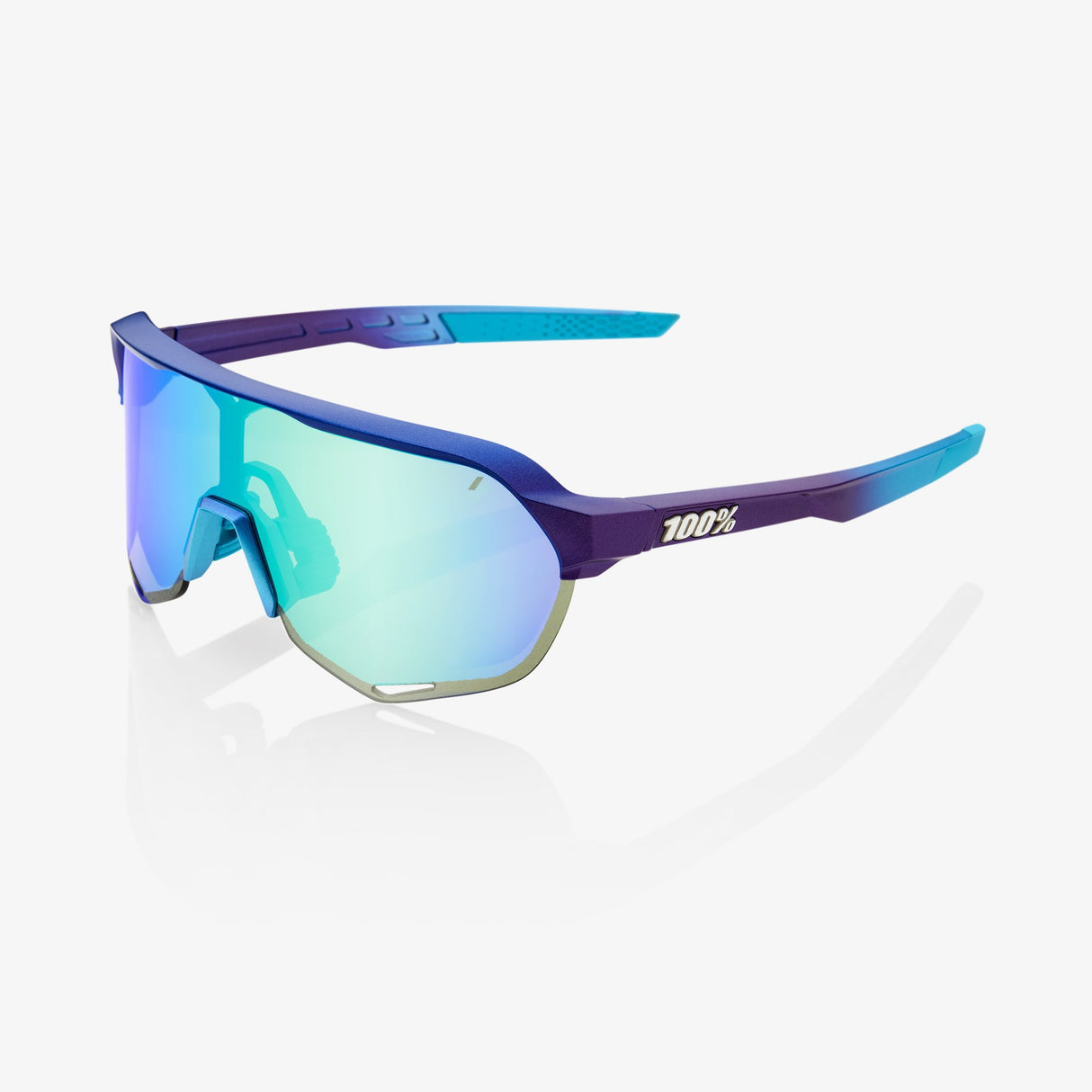 100% Percent Sunglasses S2 - Matte Metallic Into the Fade - Blue Topaz Multilayer Mirror Lens