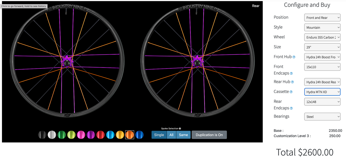 Industry Nine Enduro 355 Carbon Custom Wheelset XD, Boost F/R
