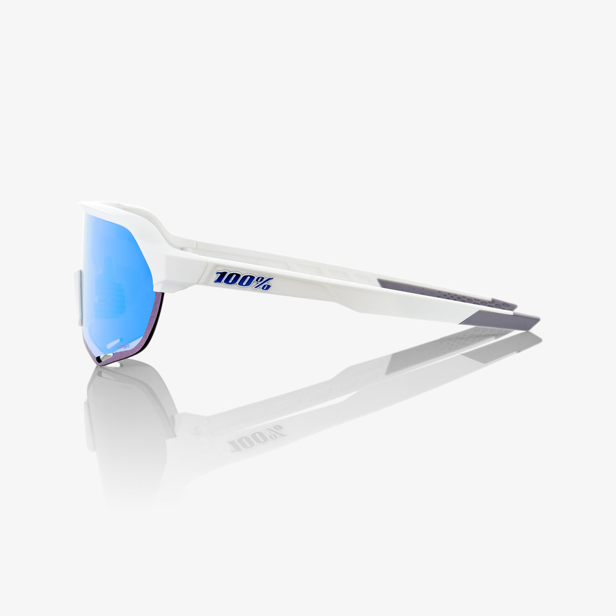 100% Percent Sunglasses- S2 - Matte White - HiPER Blue Multilayer Mirror Lens