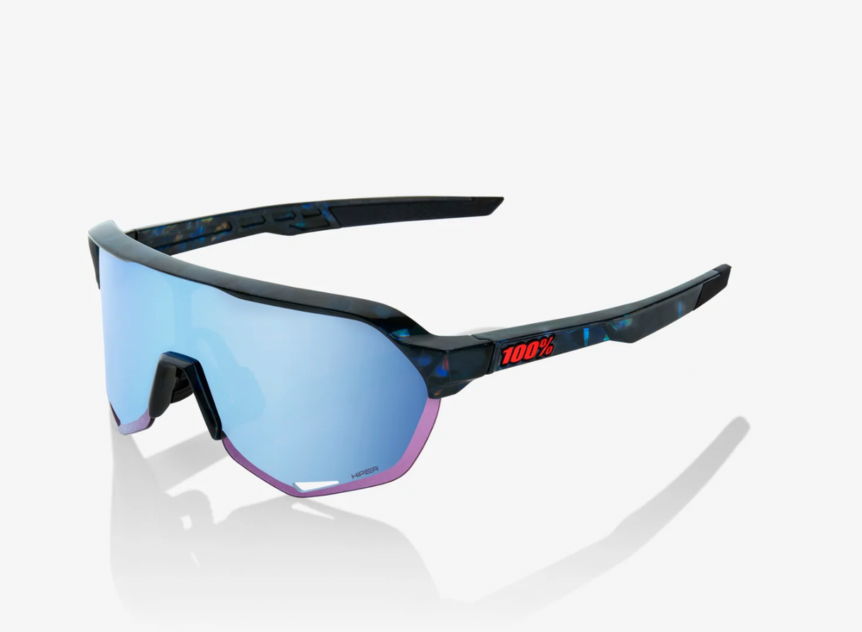 100% Percent Cycling S2 Sunglasses - Black Holographic w/ Hiper Blue Multi Lens