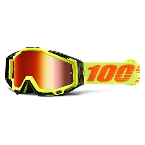 100% RACECRAFT Goggle Attack Yellow Mirror Red Lens Downhill MTB MX