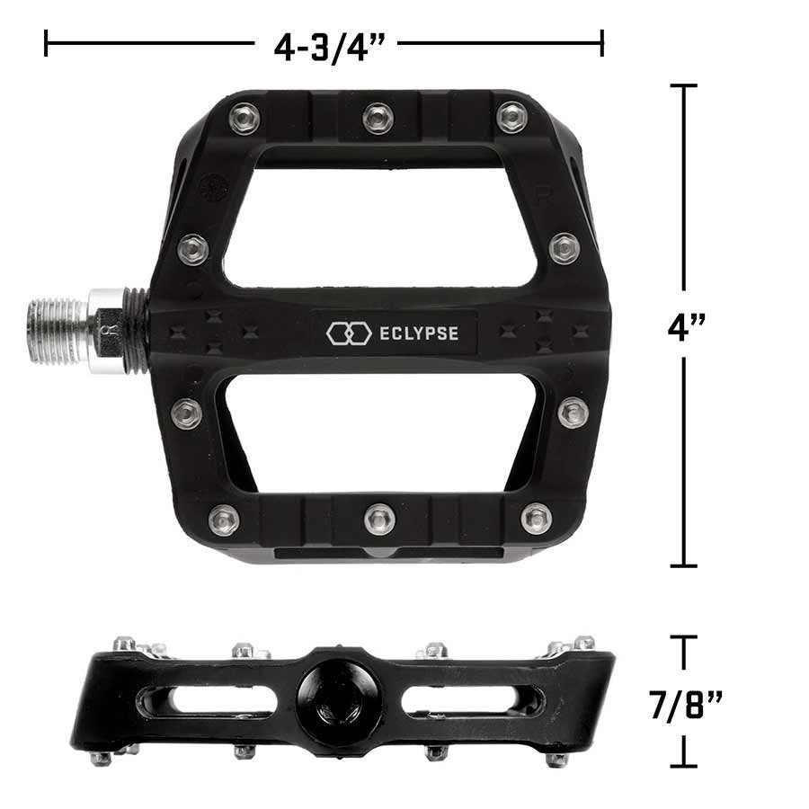 Eclypse Justice Platform Bicycle Pedals Body: Nylon Spindle: Cr-Mo 9/16'' Black Pair