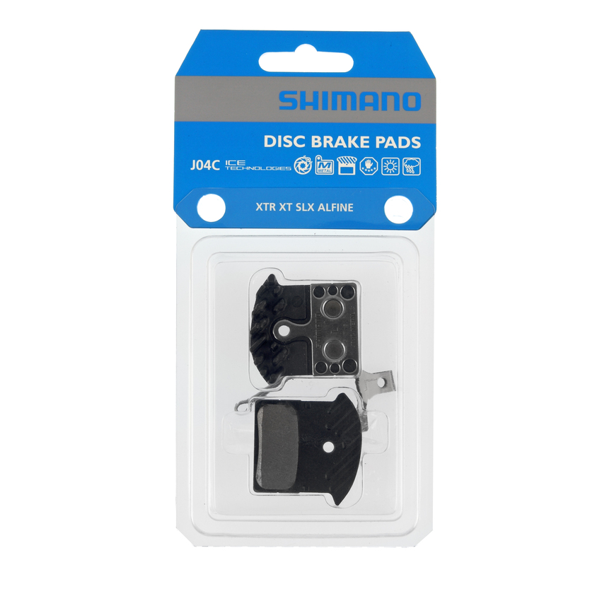 Shimano J04C Metal Disc Brake Pads w/ Fin - Fits XTR BR-M9020 XT BR-M8000