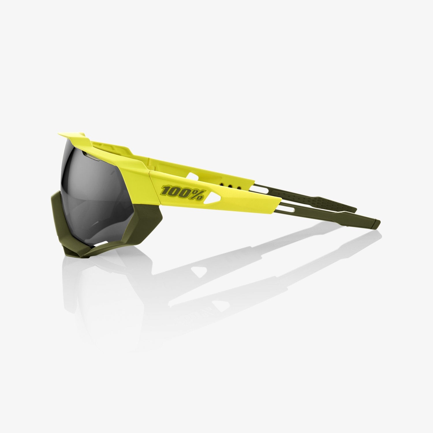 100% Percent Cycling Sunglasses Speedtrap - Soft Tact Banana - Black Mirror  Lens