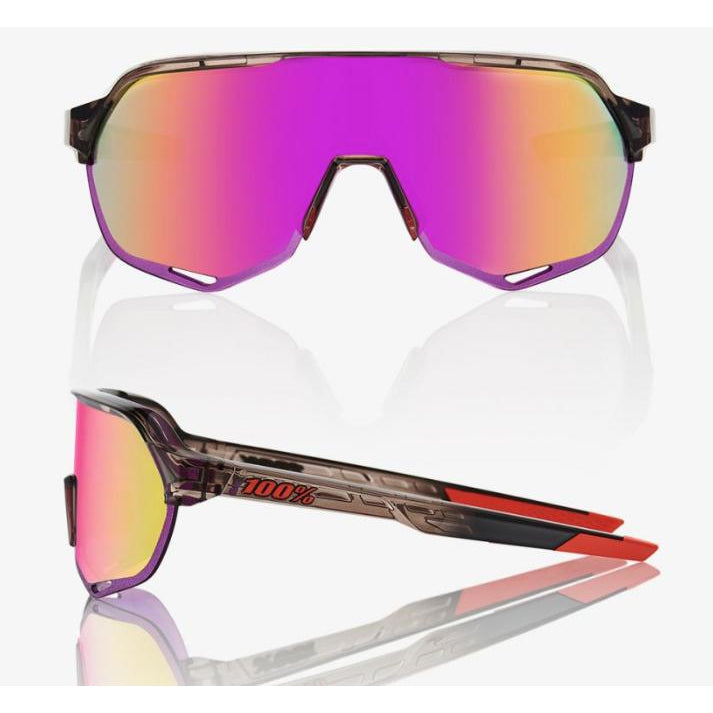 100% Percent Cycling S2 Sunglasses - Polished Translucent Crystal Smoke - Purple Multilayer Mirror Lens-Misc-The Gear Attic