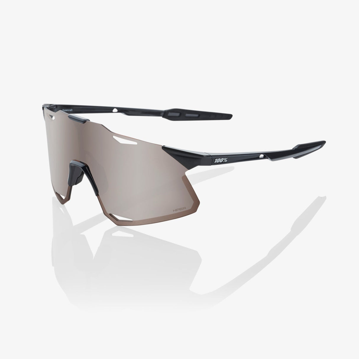 100% Sunglasses HYPERCRAFT - Gloss Black - HiPER Silver Mirror Lens