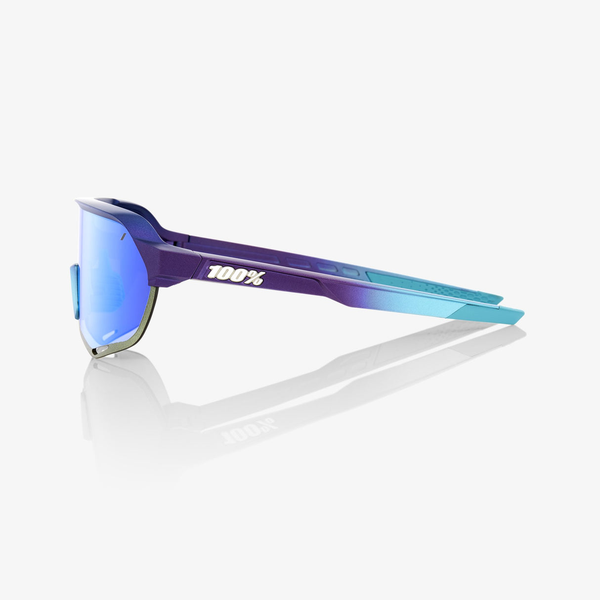 100% Percent Sunglasses S2 - Matte Metallic Into the Fade - Blue Topaz Multilayer Mirror Lens