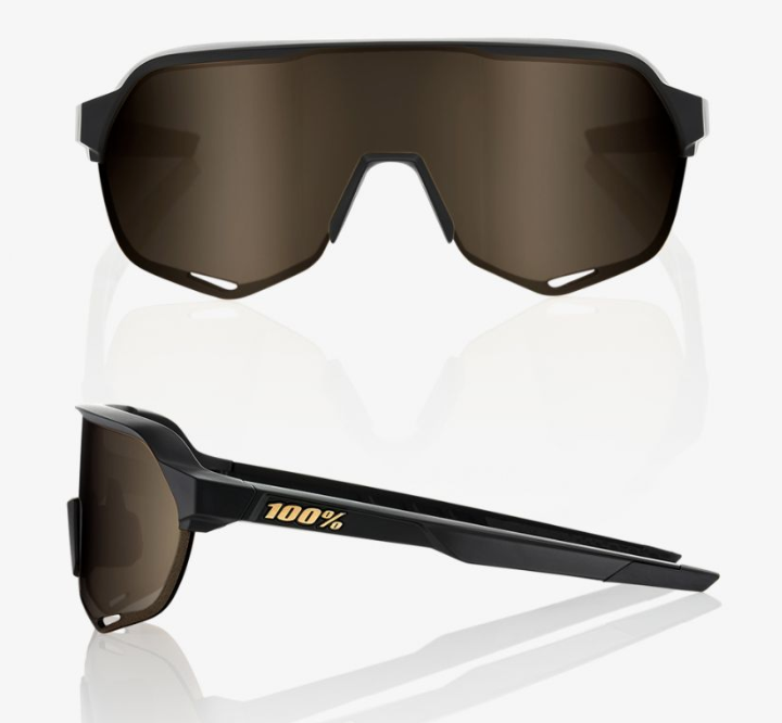 100% Percent Cycling S2 Sunglasses - Matte Black - Gold Lens
