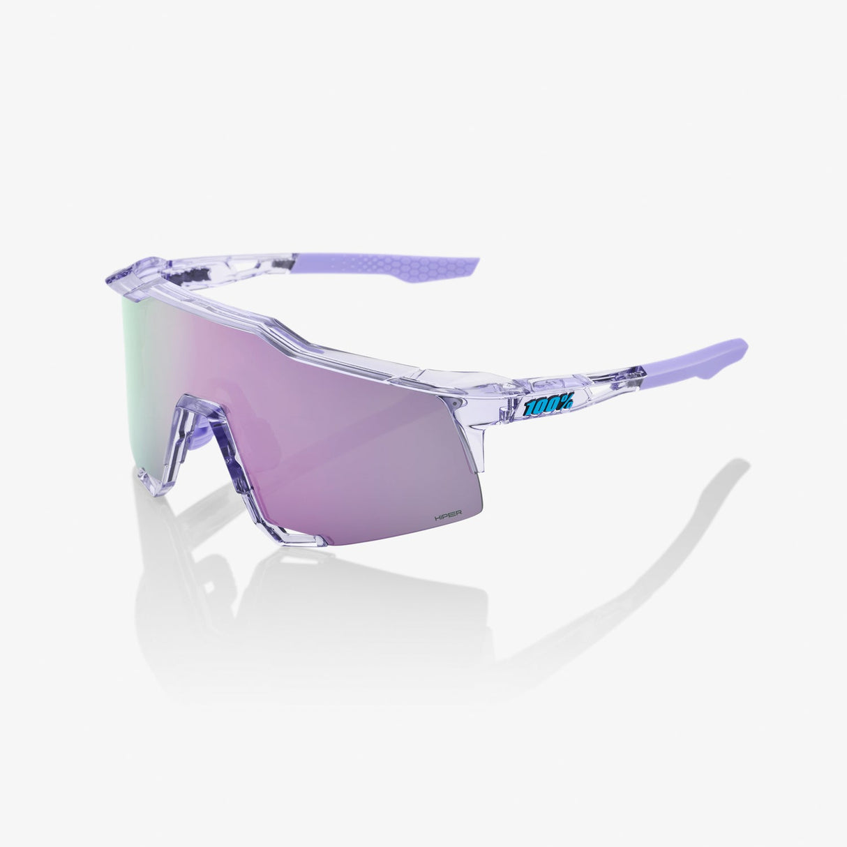 100% Sunglasses SPEEDCRAFT - Polished Translucent Lavender - HiPER Lavender Mirror Lens